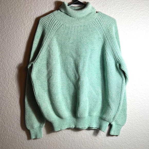Club Monaco Womens Sweater XL Green Turtleneck Cotton Blend Knitwear - Picture 2 of 8